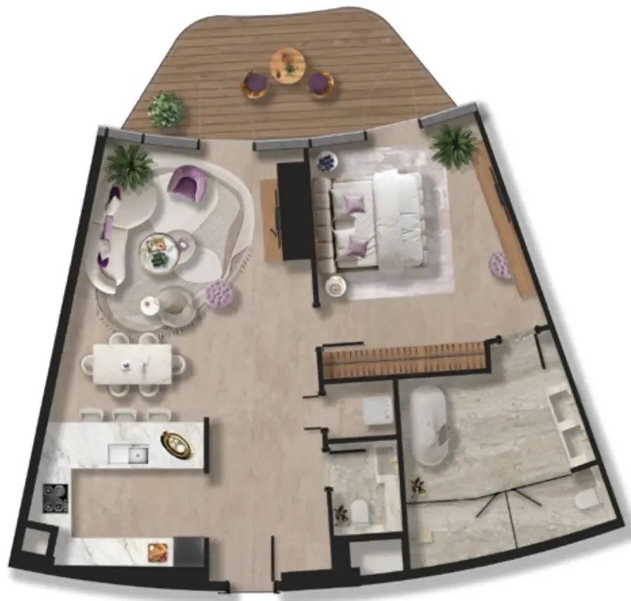 BNW Developments Taj Wellington Mews 1BR floor plan