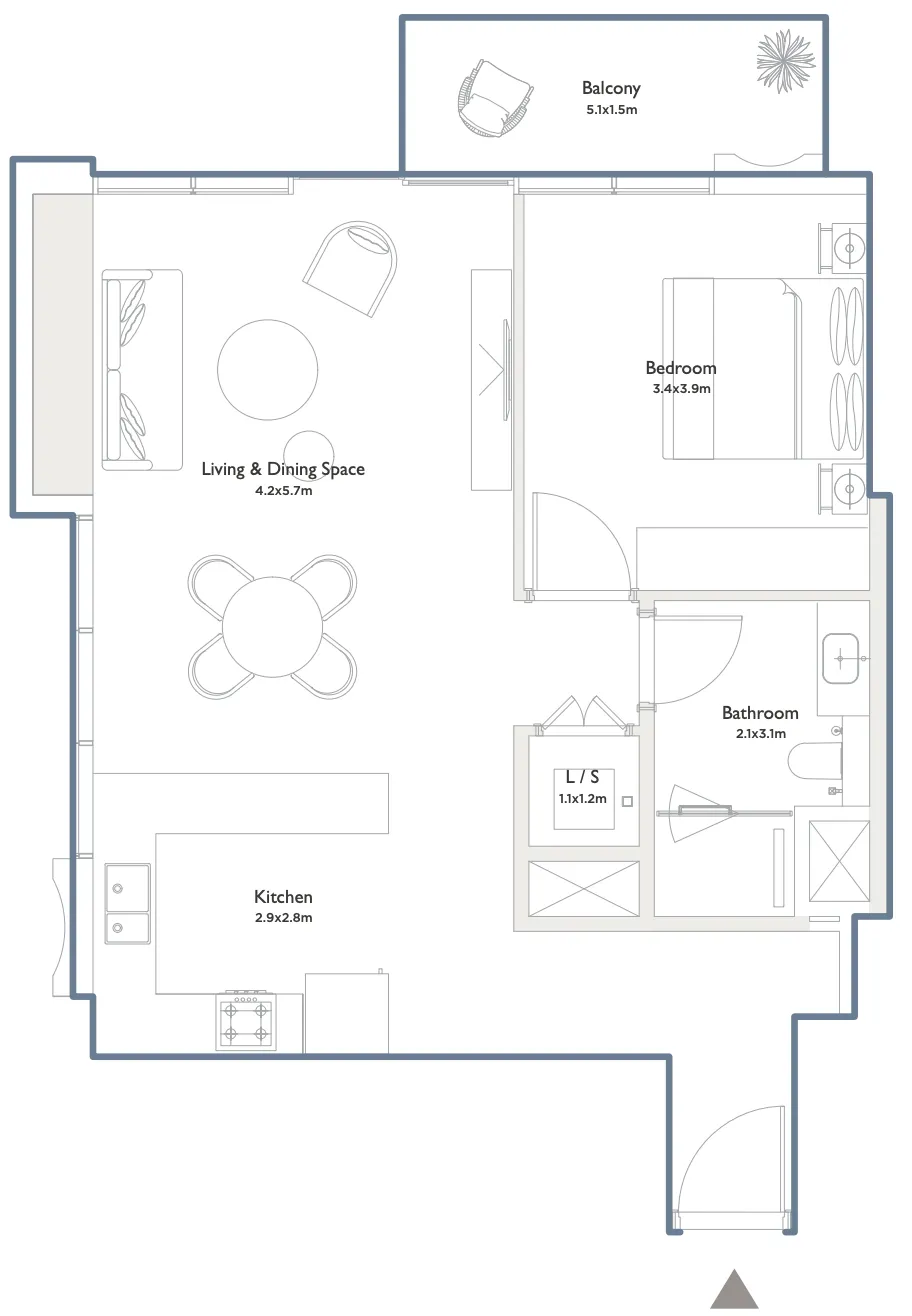 1 bedroom floor plan