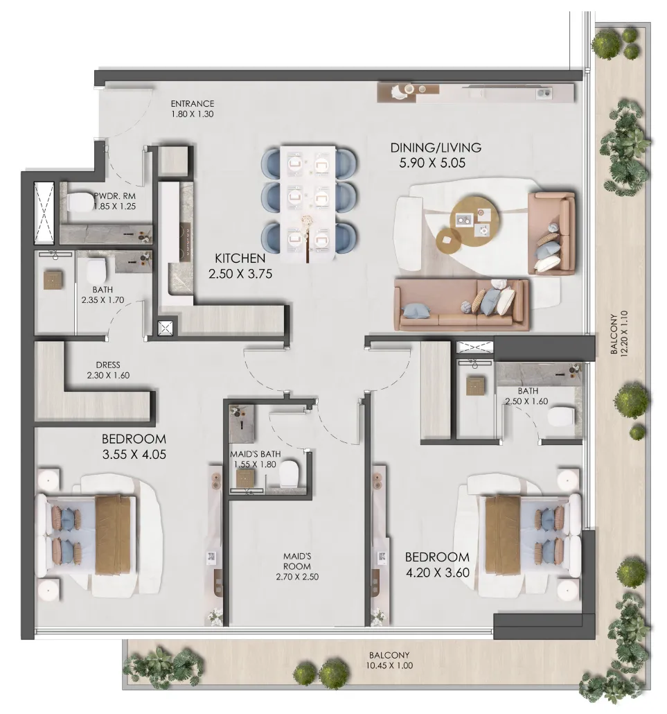 Prescott Legado by Prescott 2BR floor plan