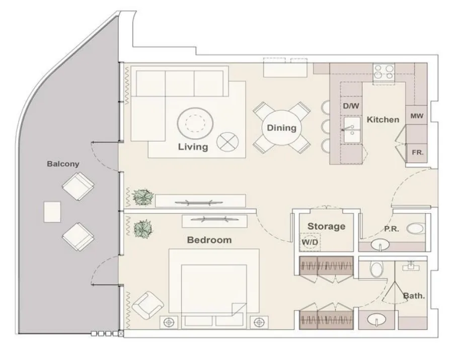 1 bedroom floor plan