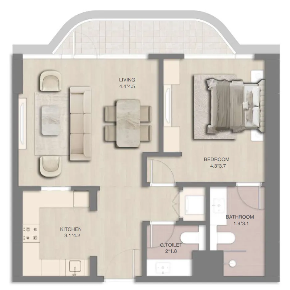 1 bed