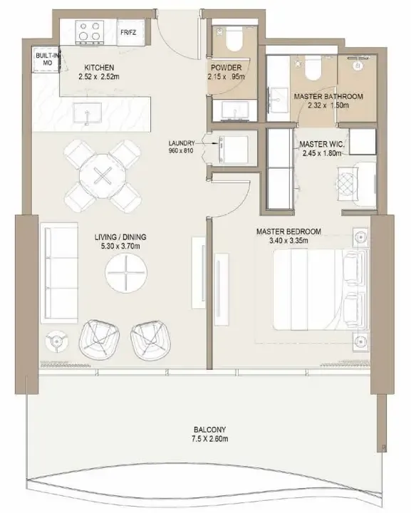 One Development Laguna Residence 1BR floor plan