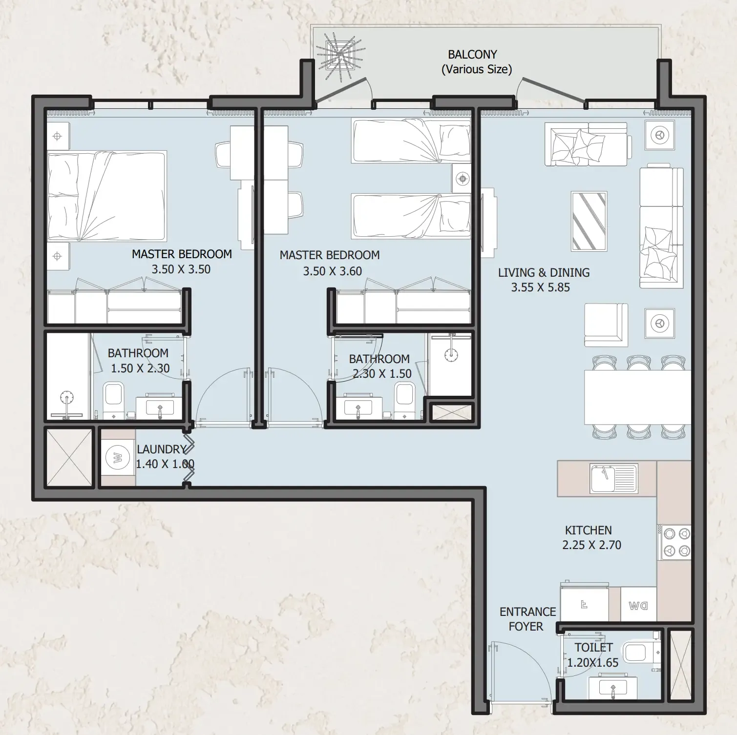 2 bed