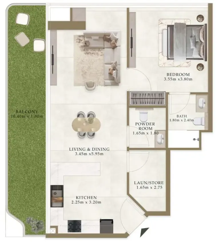 1 bedroom floor plan
