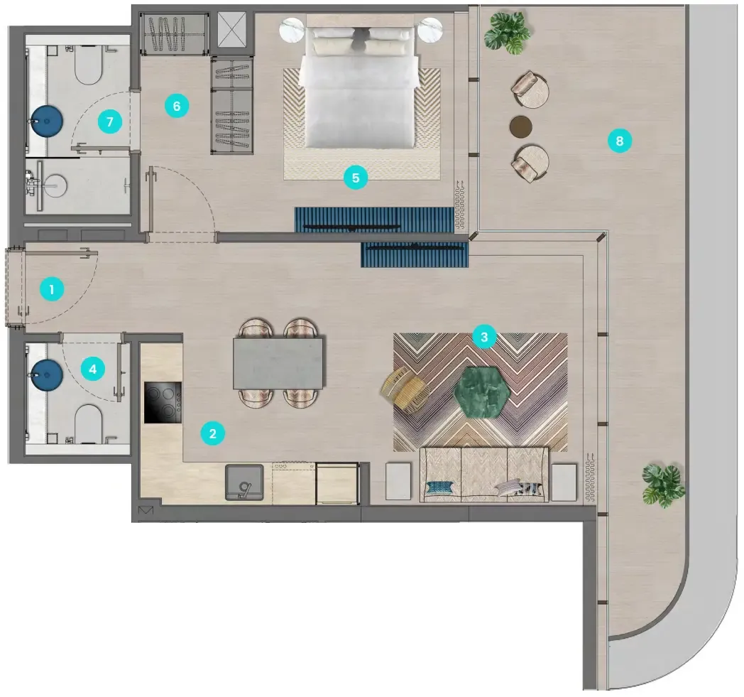 1 bed
