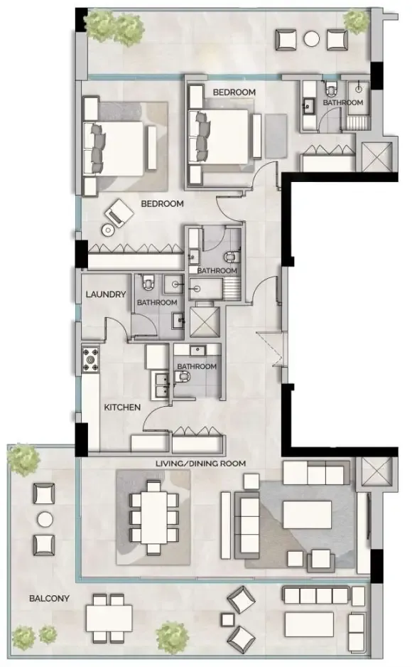 GJ Properties Glam Residence 2BR floor plan