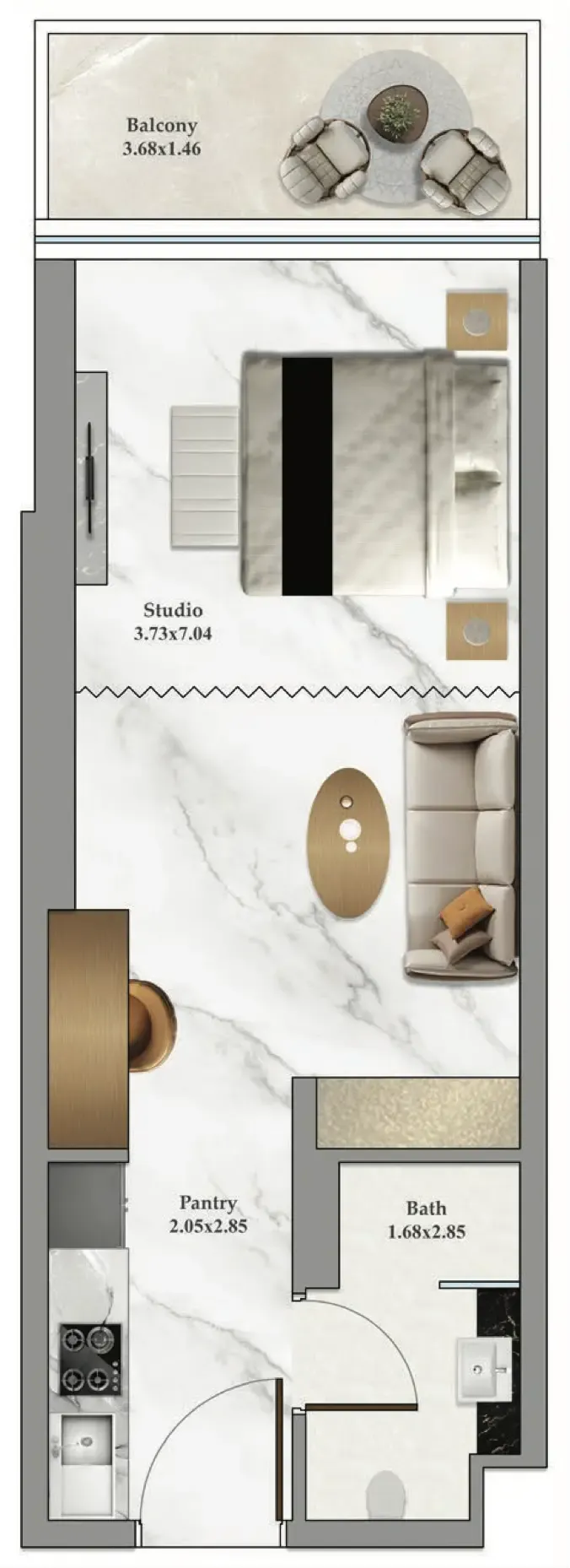 Danube Bayz 102 Studio floor plan