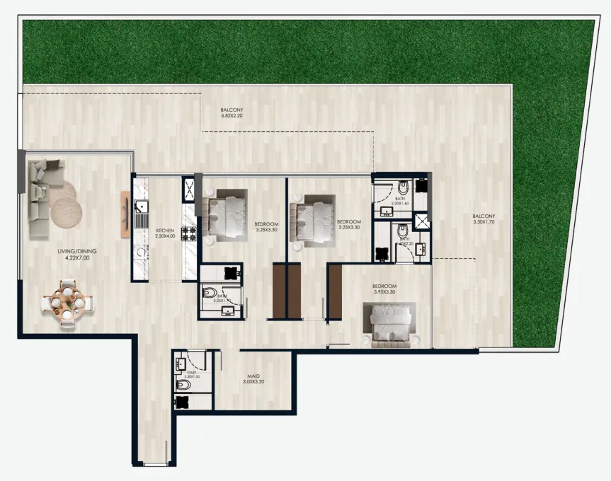 3 bedrooms floor plan