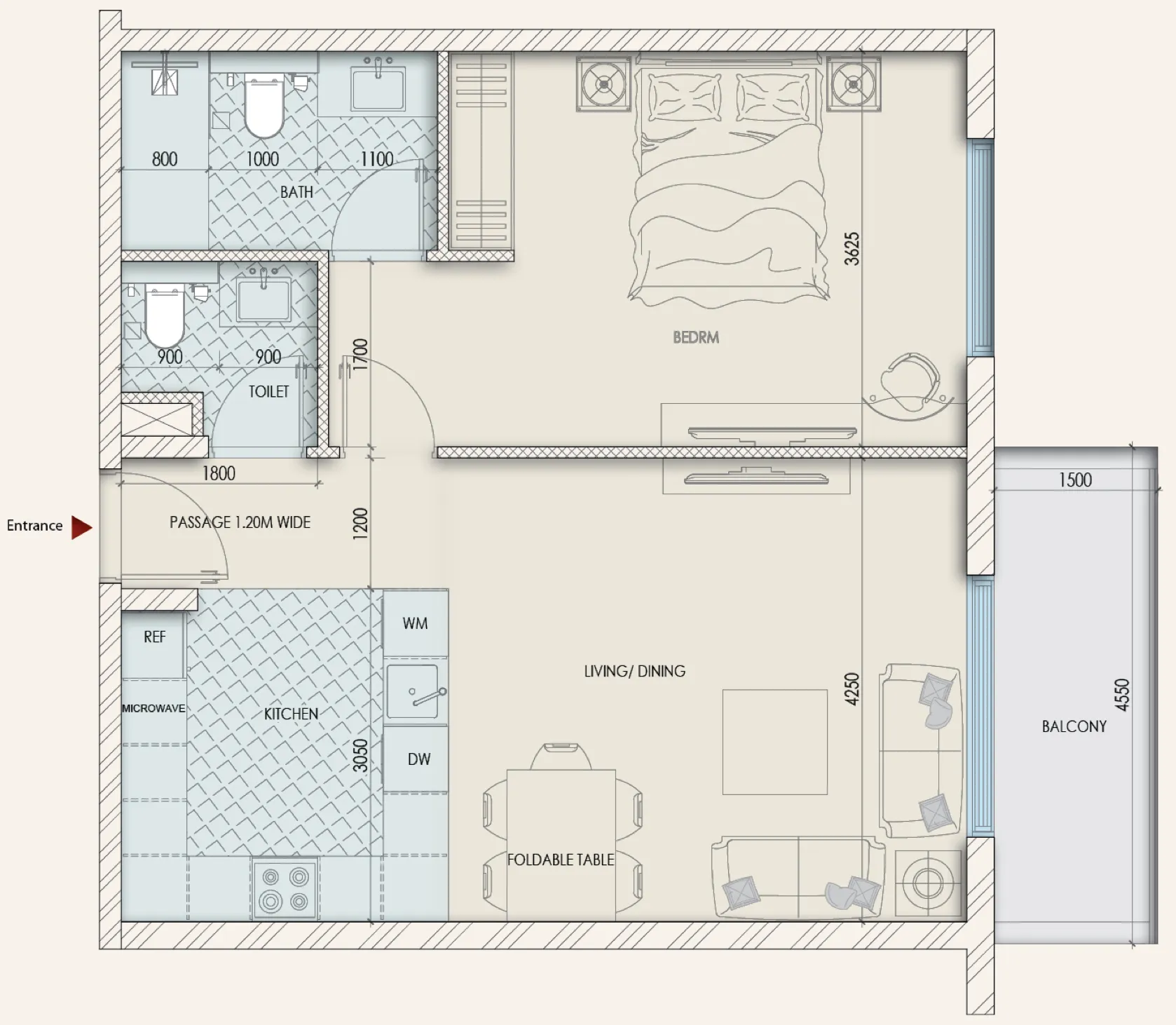 1 bed