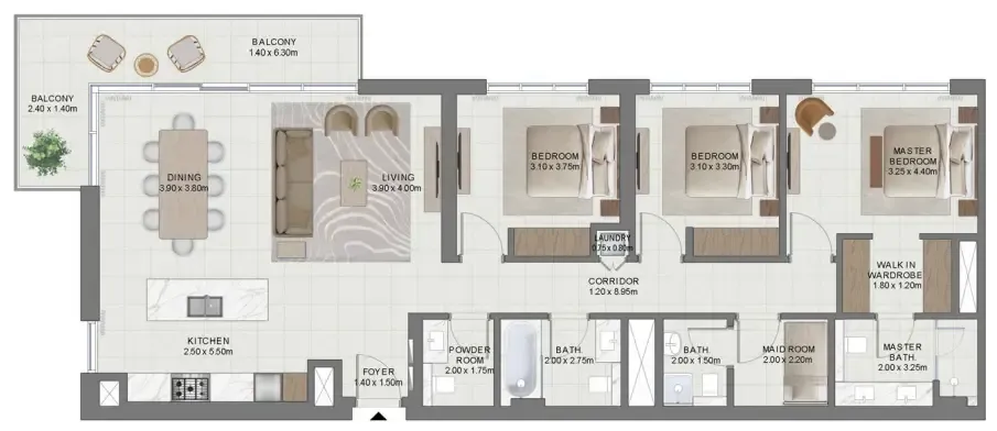 Golf Hills 2 — 3 Bedrooms floor plan