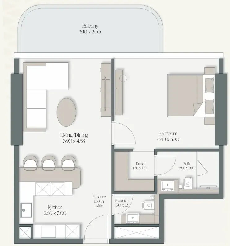 1 bed