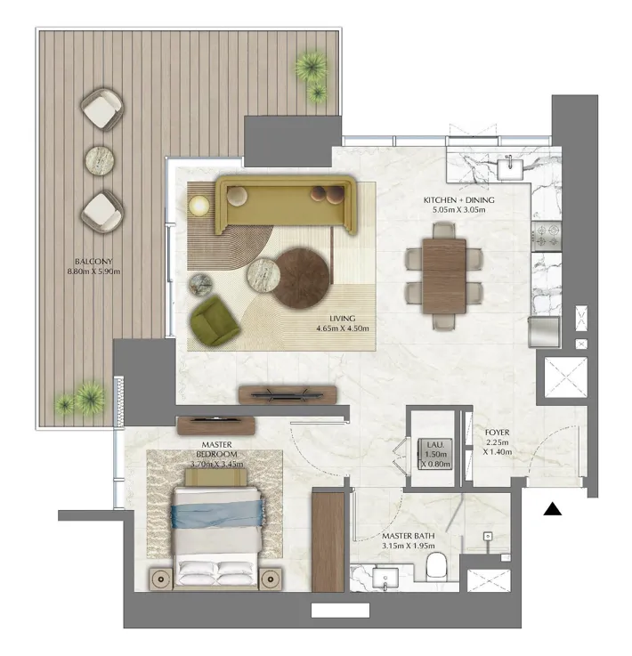 1 bedroom floor plan