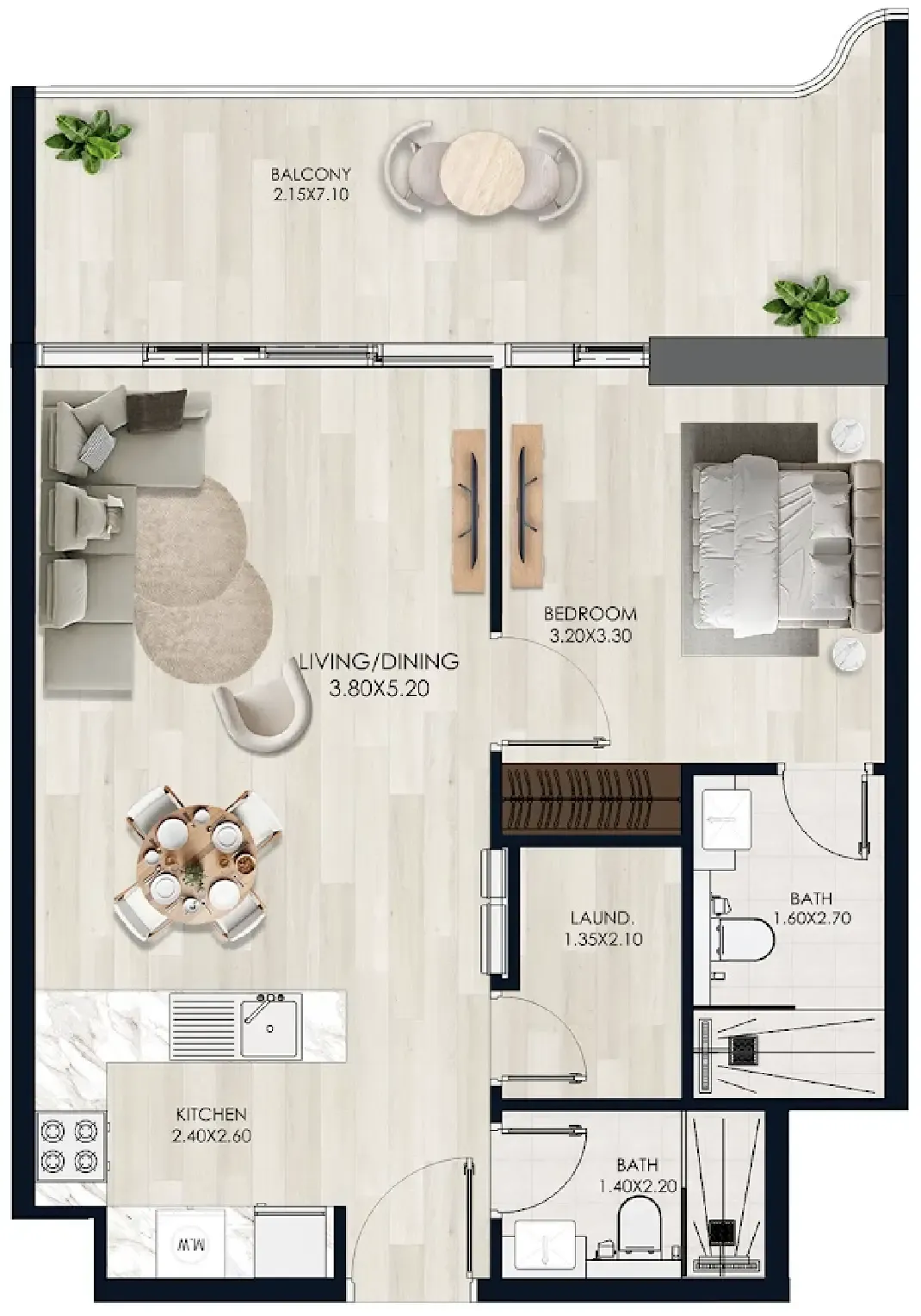 Verde by Vision — 1 Bedroom floor plan