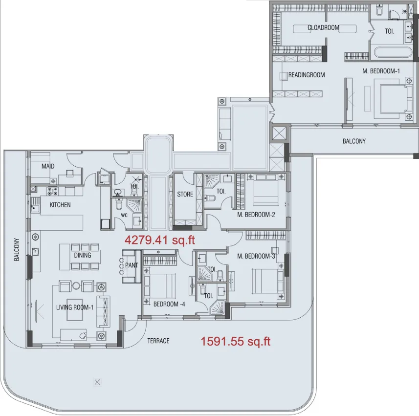 4 bedrooms floor plan