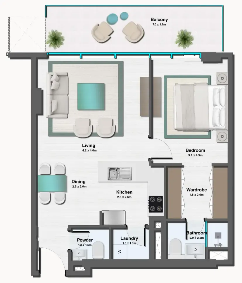 1 bed