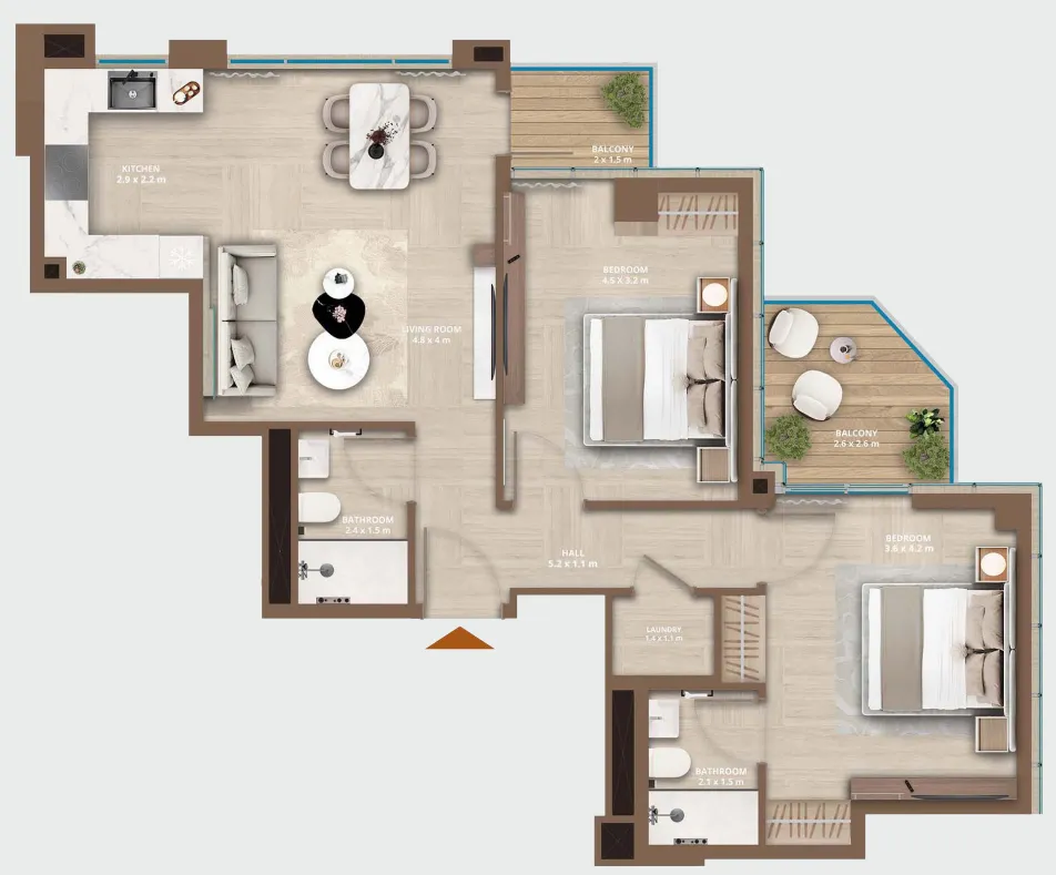 HRE Development Celeste by HRE 2BR floor plan