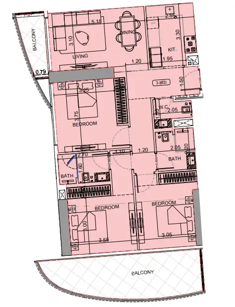 3 bedrooms floor plan