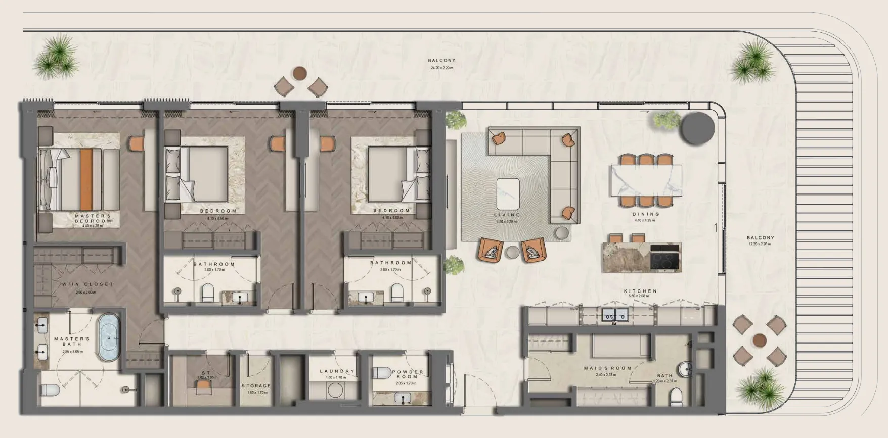 3 bedrooms floor plan