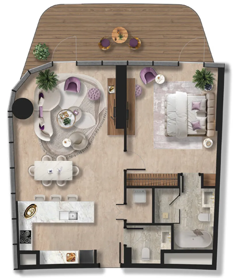 BNW Developments Taj Wellington Mews 1BR floor plan
