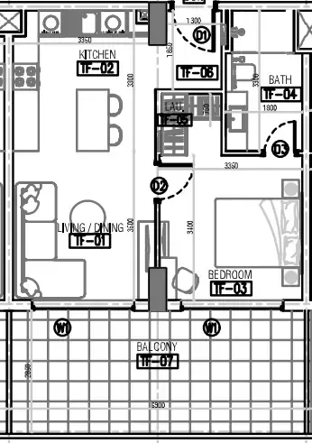 Laya Developers (Akshara Global) Laya Courtyard 1BR floor plan