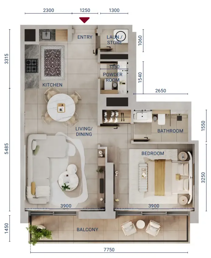 1 bed
