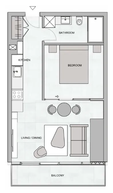 1 bedroom floor plan