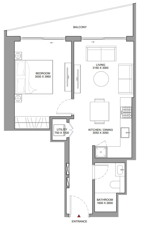 1 bedroom floor plan