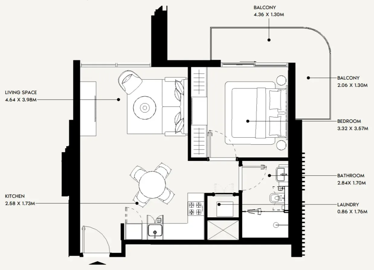 1 bedroom floor plan