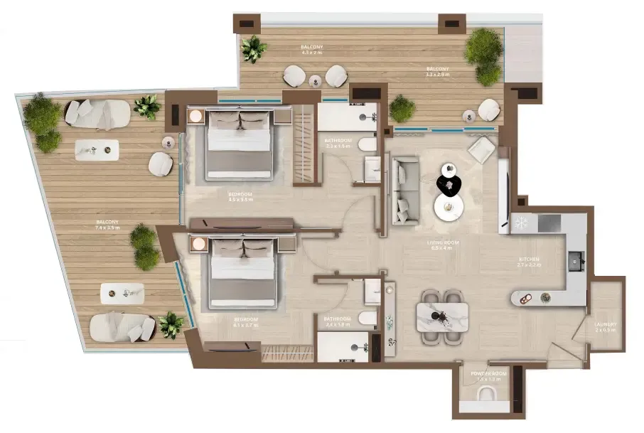 HRE Development Celeste by HRE 2BR floor plan
