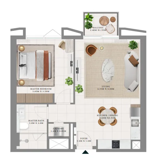 Emaar Hillsedge 1BR floor plan