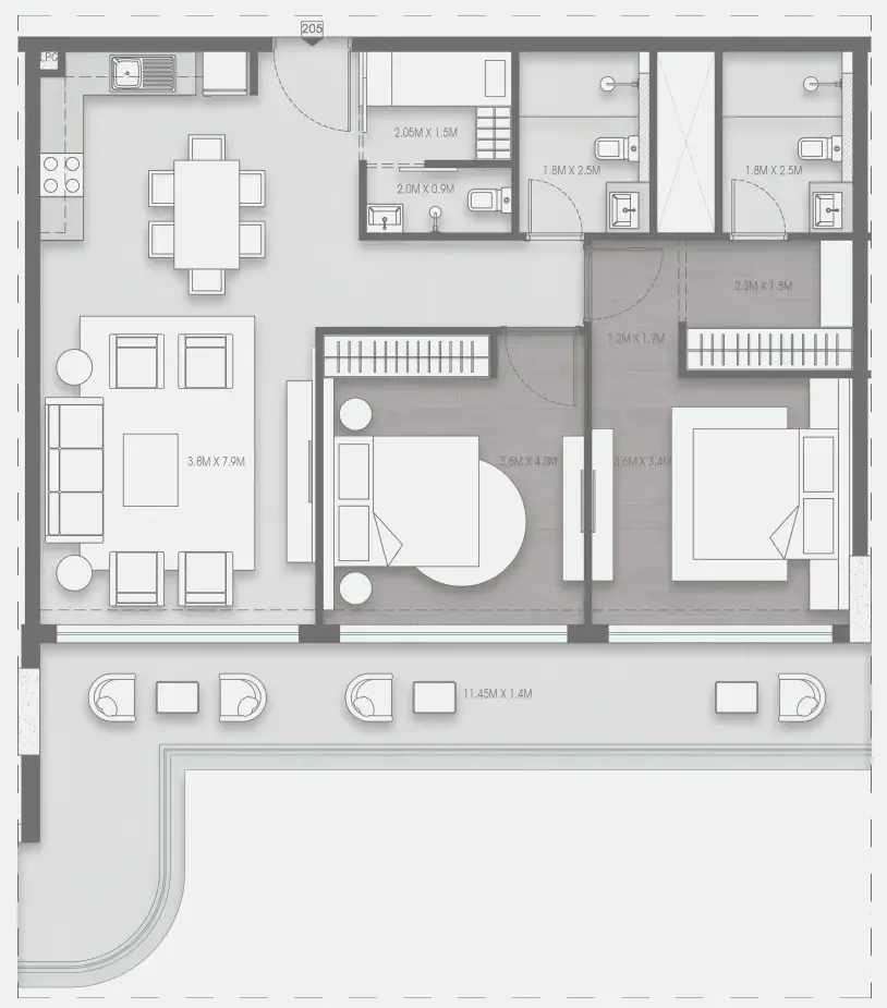 2 bed