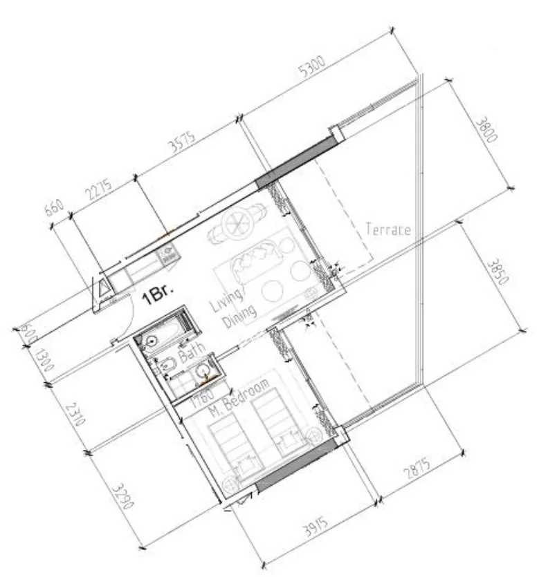 1 bedroom floor plan