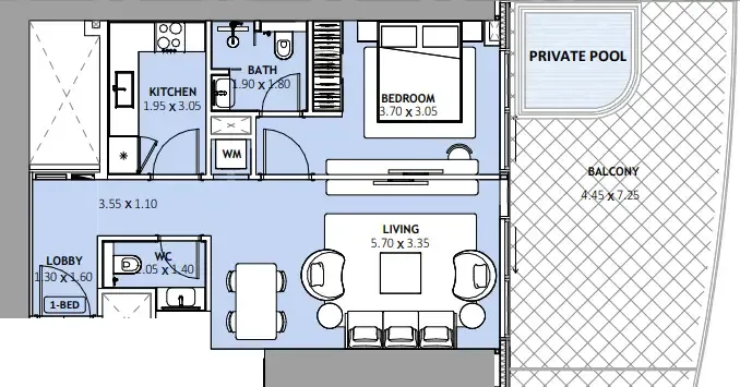 1 bedroom floor plan