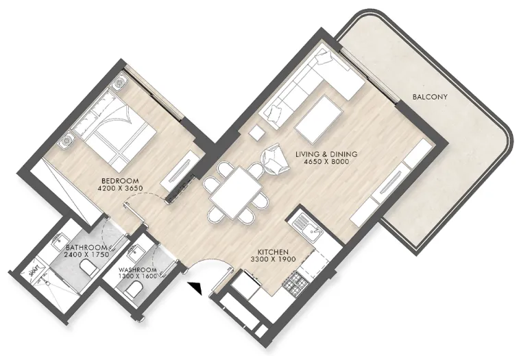 1 bedroom floor plan