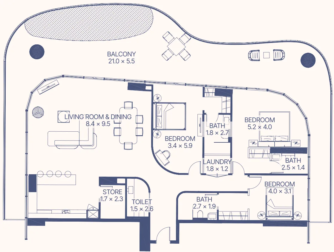 3 bedrooms floor plan