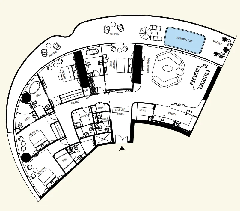 Binghatti Mercedes-Benz Places by Binghatti 4BR floor plan
