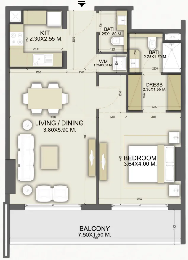 1 bed