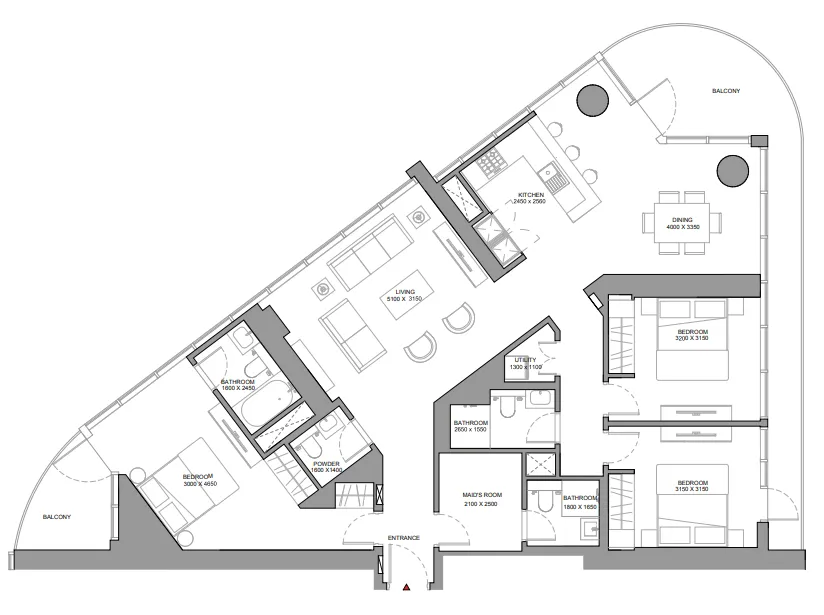 3 bedrooms floor plan