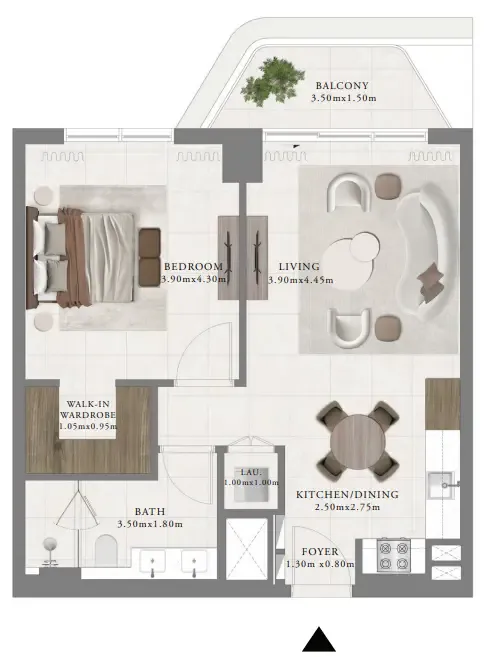 1 bedroom floor plan