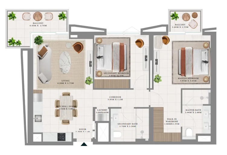 Emaar Hillsedge 2BR floor plan