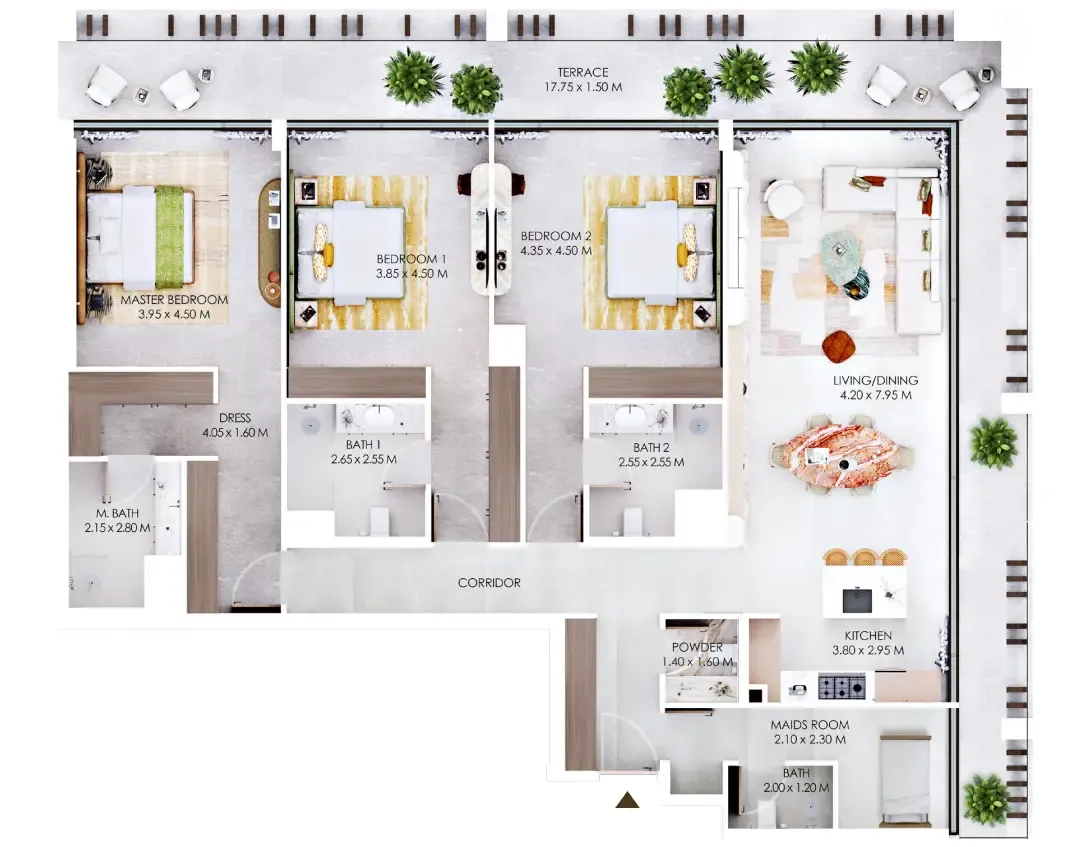 3 bedrooms floor plan