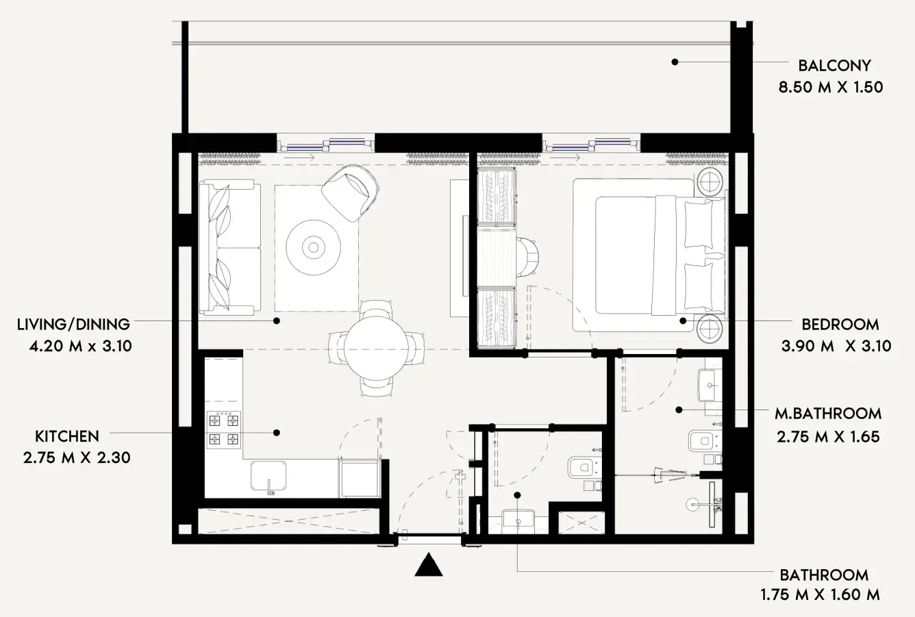 1 bedroom floor plan