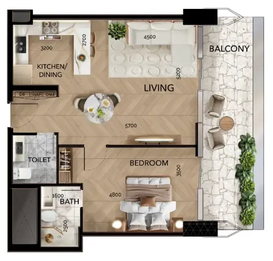 1 bed