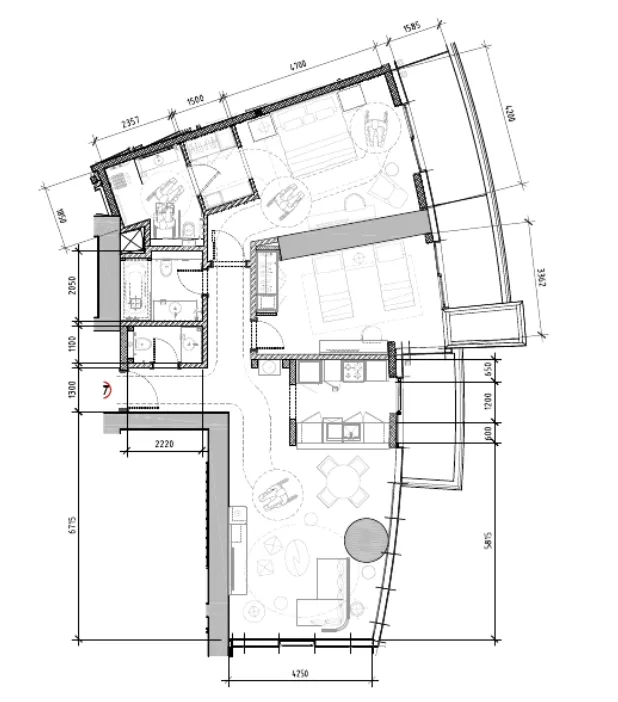 2 bedrooms floor plan