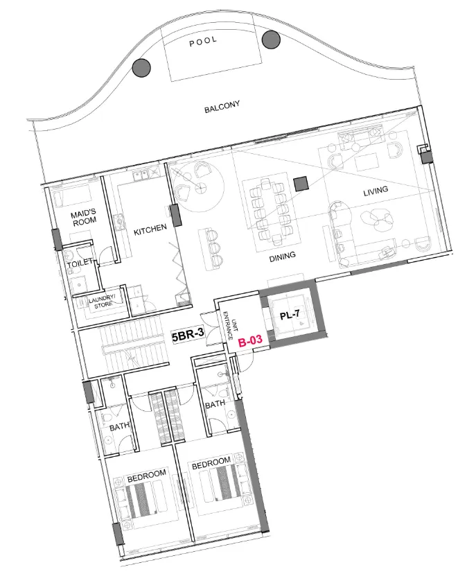 5 bedrooms floor plan