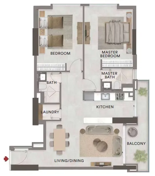 2 bedrooms floor plan