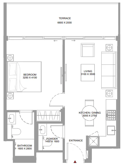 1 bedroom floor plan