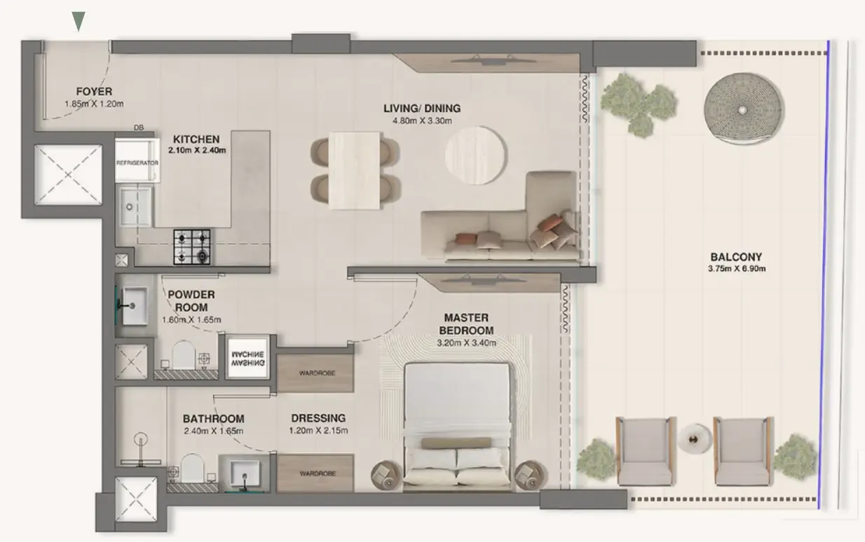 1 bed
