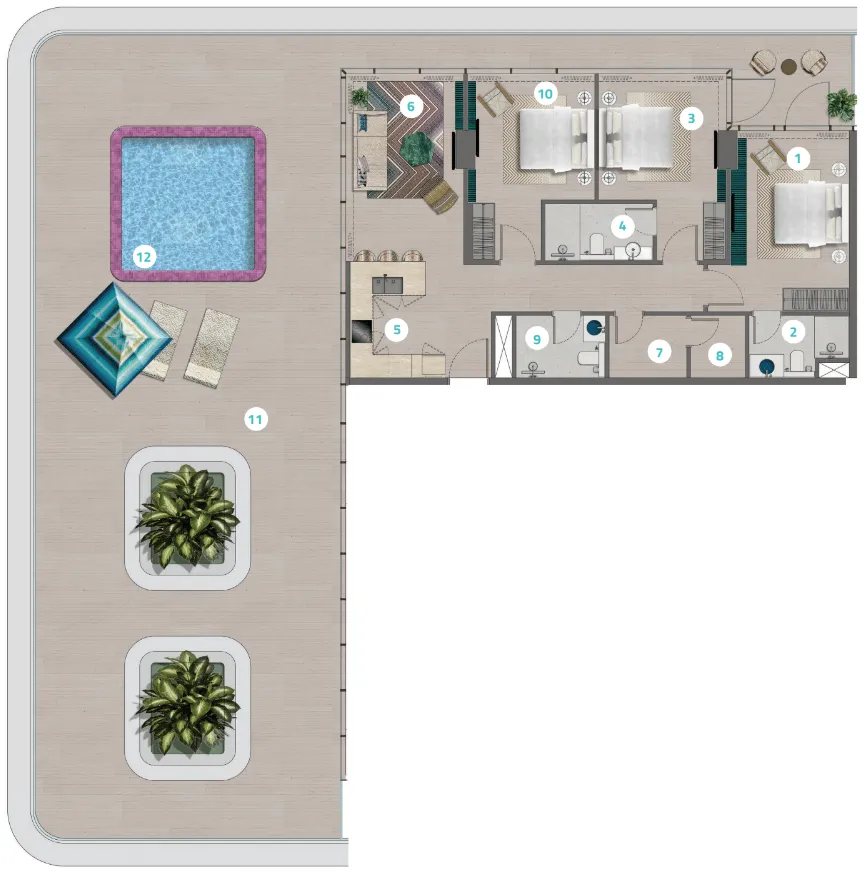Durar Group Trio Isle 3BR floor plan