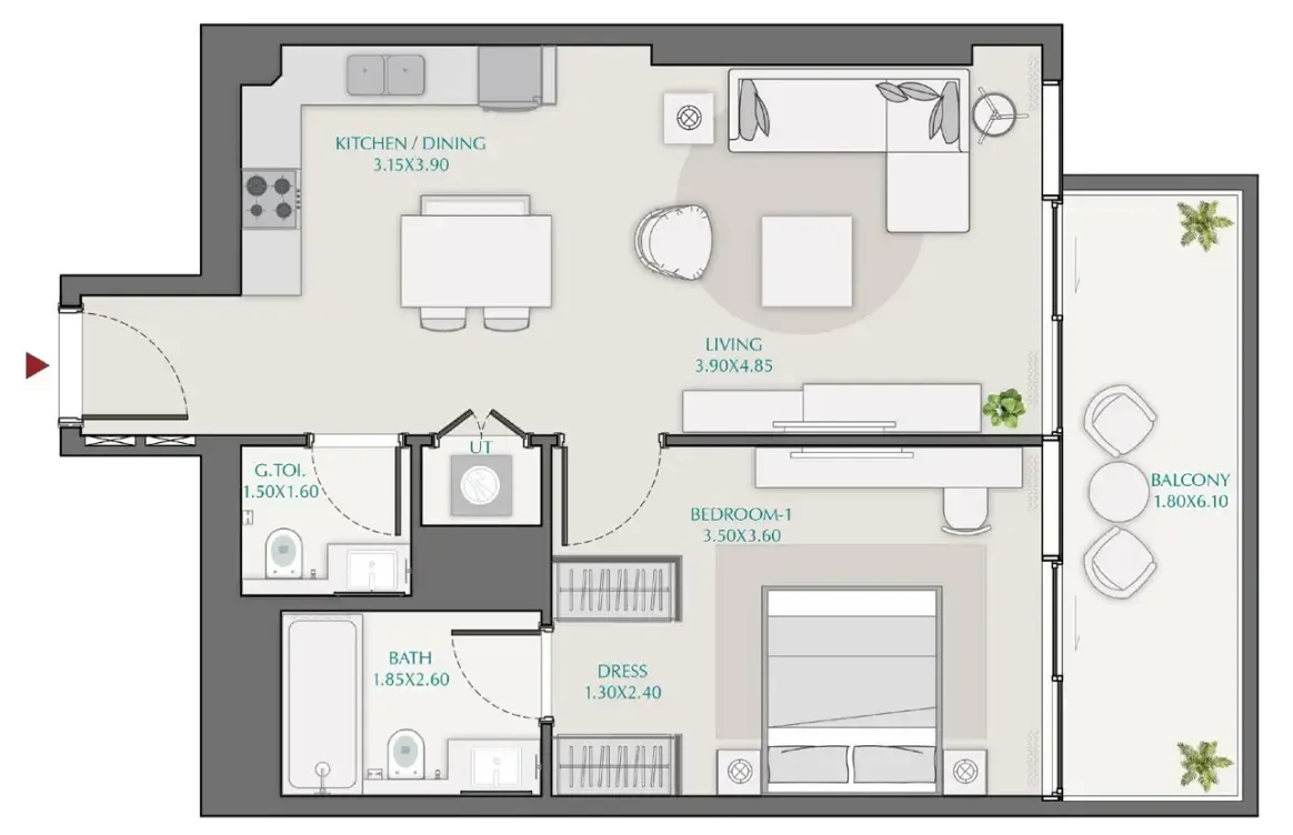 1 bed